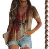 Women's Fashion Casual Long Sleeve Halloween Printed V-Neck Top