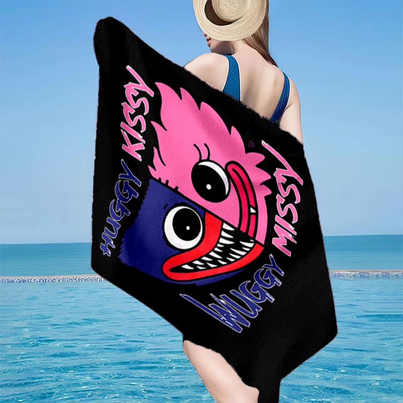 Blue Monster Huggy Family Beach Towel, Super Soft Microfiber, Gift for Her/Him, Birthday, for Pool, Beach, Travel, Home Decor Fan gifts
