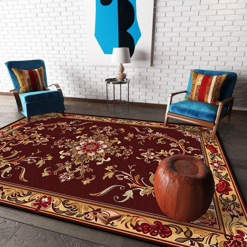 Moderner Luxus Roter Teppich Goldene Bordüre Rutschfest Großer Wohnzimmerteppich Weiche Sofatischmatte Lounge Ankleidezimmerteppiche Leicht zu reinigen