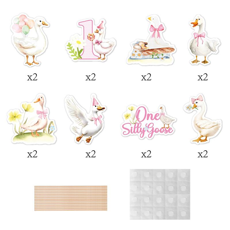 White Swan Birthday Decoration Banner Whirlpool Hanging Decoration Paper Cup Cake Top Decoration Party Decoration Supplies