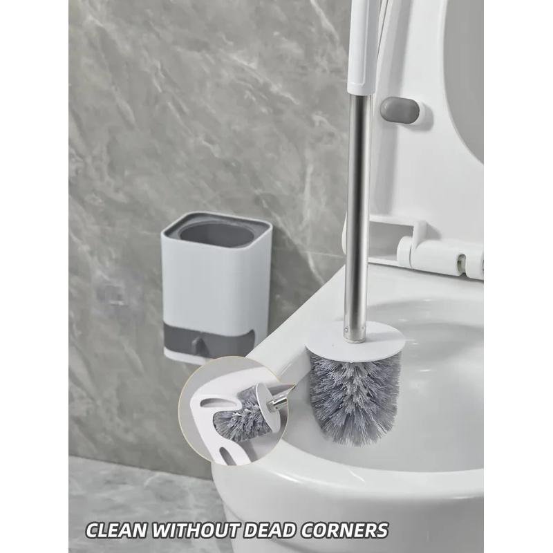 A non perforated wall mounted toilet brush with a drainage base and long handle plastic toilet cleaning brush, bathroom accessor