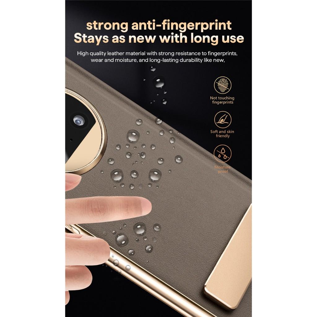 High-end Leather Metal Bracket Case For Huawei Mate X3 Auto-Rebound Spring Hinge Protection Shockproof Folding Cover