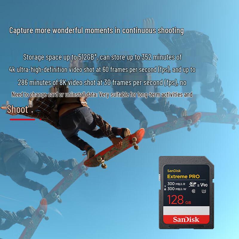 SanDisk 128GB V90 8K U3 SD Memory Card