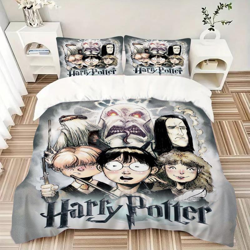 3pcs Harry Potter Bedding Set Includes Quilt Cover and Pillowcases, Suitable for All Seasons H050