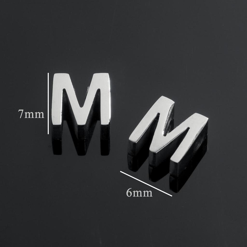 DZ Stainless Steel 26 English 3D Letter Pendant Necklace - Handmade Niche Design