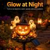 Illuminated Wizard Hat Pumpkin Solar Halloween Garden Stake Light, Waterproof LED Yard Decoration with Ground Plugs And Ghost, Outdoor Walkway