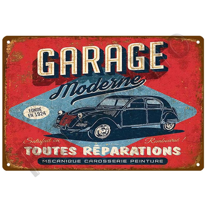 Garage Bil Retro Dekorativt Hus Metallskylt Plåt Affischer På Väggen Plåtskylt Vintage Affisch Dekor Väggkonst Rumsdekoration