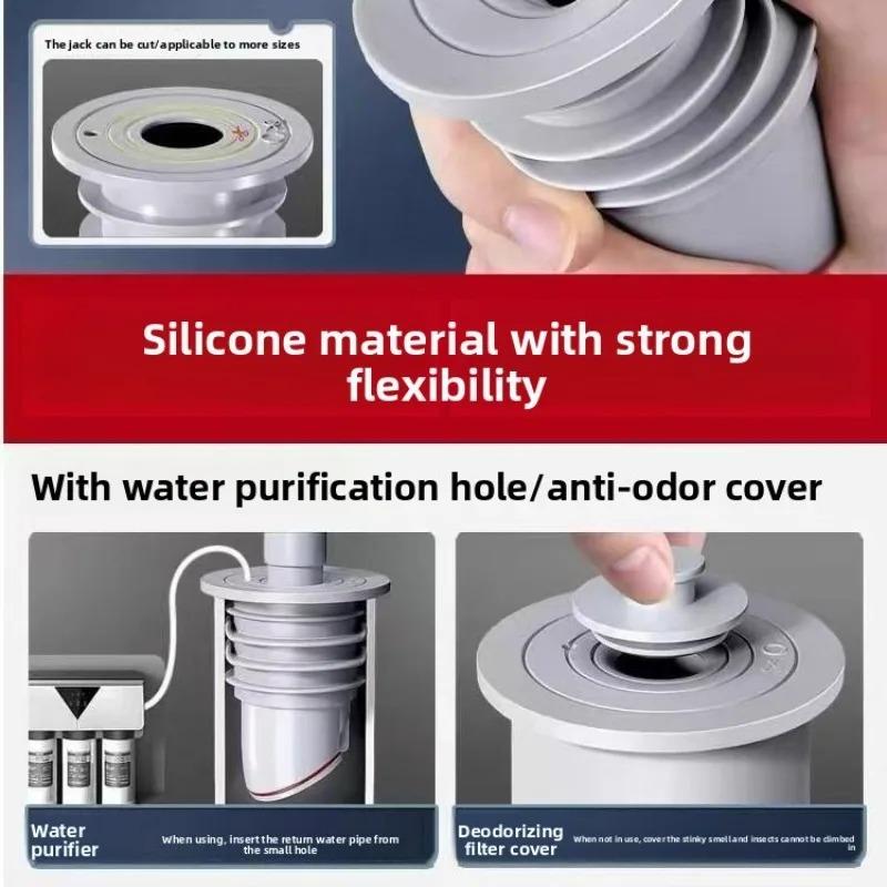 Wasserstop Bodenablauf Duschstopper Badezimmerzubehör 35-75mm Silikonabläufe Spülbeckenstöpsel Abwasserrohr Dichtungsring