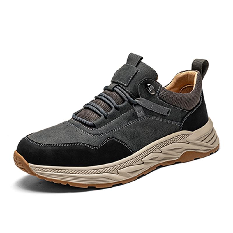 Fashion Spring Men's Leather Shoes Breathable Mesh Outdoor Non-slip Light Walking Casual Trekking Sneakers Walking Travel Lace Up Shoes