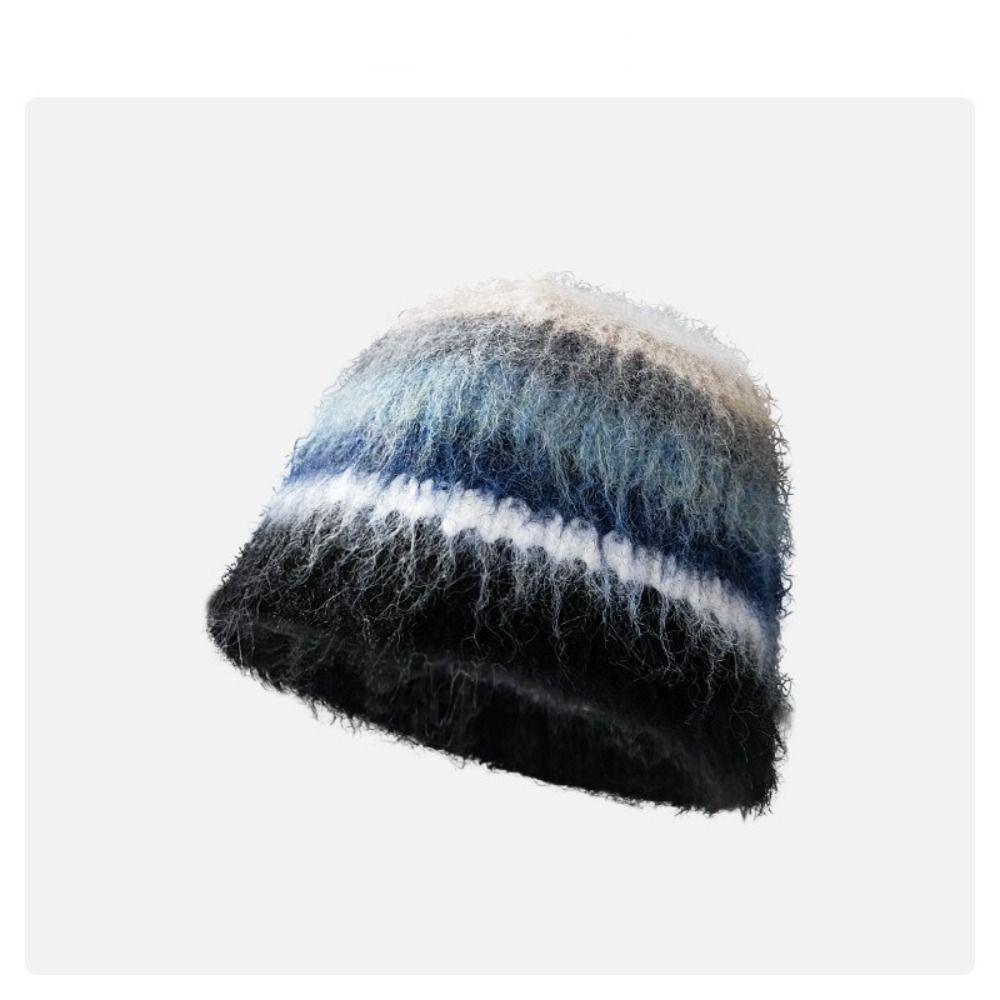

Warm Basin Cap Dopamine Winter Caps Ins Style Knit Beanies Women black edge