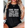 Damen Plus Size T-Shirt mit deutschem Buchstabenaufdruck Rundhalsausschnitt Kurze Ärmel Lässiges Sommeroberteil