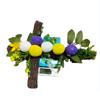 12Inch Easter Wreath With Colorful Eggs, Cross Easter Egg Wreath Artificial Flower Wreath For Front Door Wall Easter Decorations