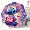 1pc Stitch LOVE Cartoon Automatic Umbrella, Suitable for All Occasions As a Sun And Rain Umbrella, Portable Folding Umbrella,