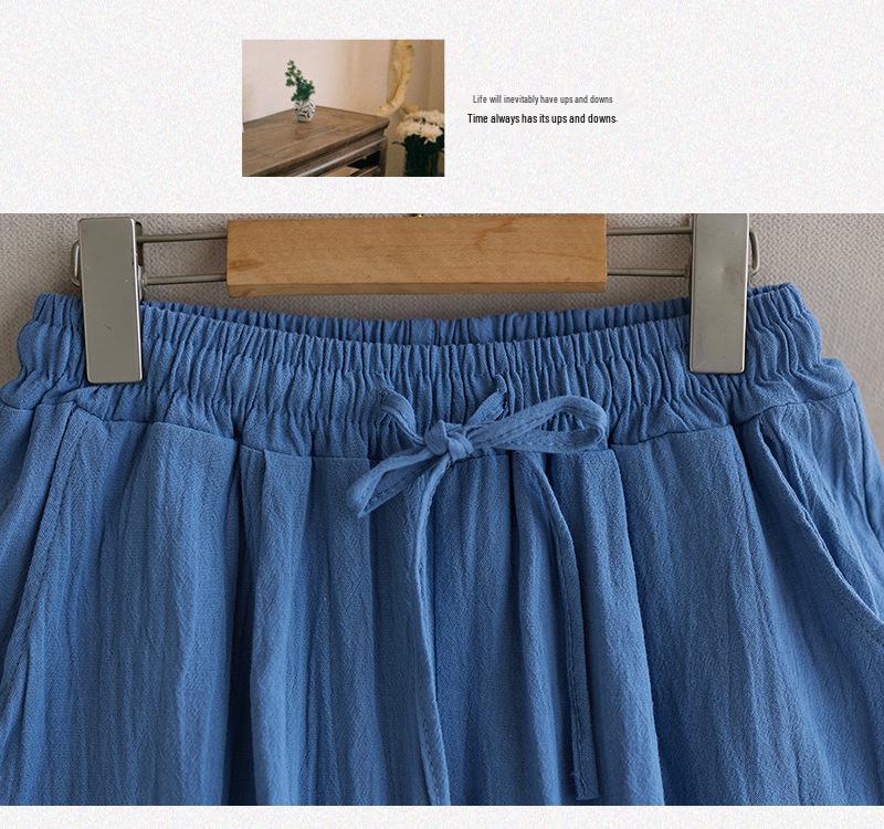 Southeast Asia Plus Size Casual Retro Cotton Linen High Waist Wide Leg Pants