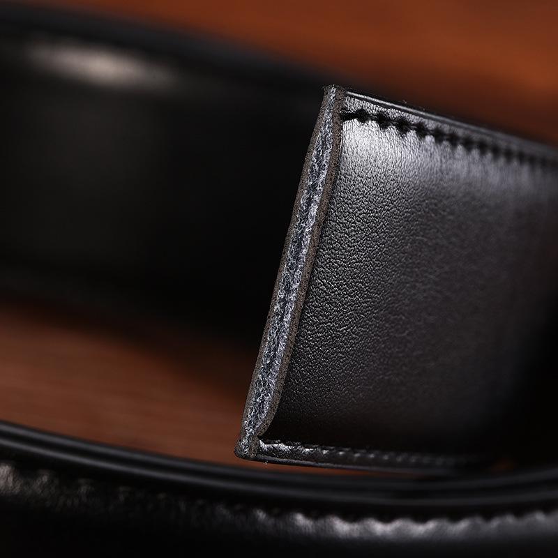 Men's Genuine Perforated Leather Belt Strap, Needle Buckle, 3.2 Cowhide, No Buckle Included, 3.0 Width.