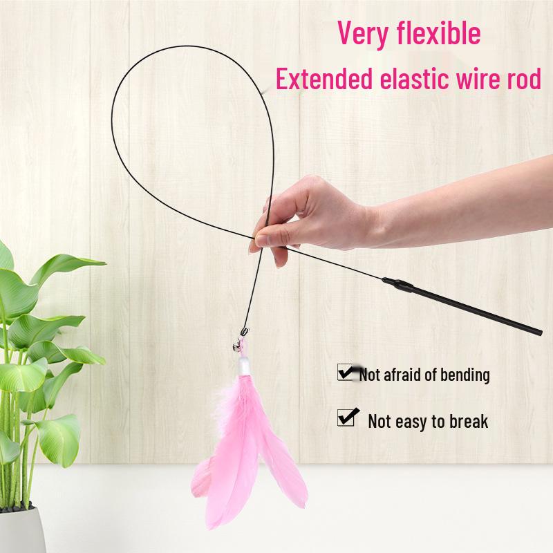 Cat Suction Cup Teaser Wand: Durable Self-Play Kitten Toy with Replaceable Head