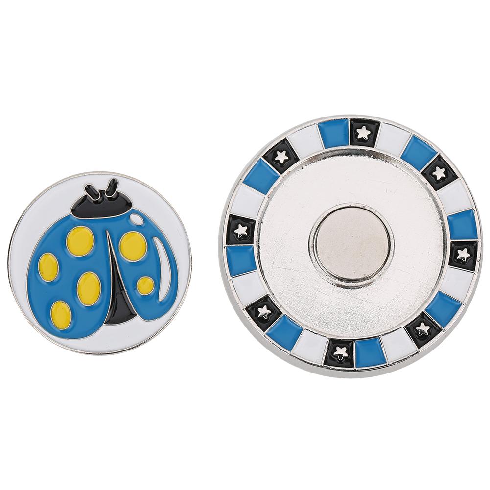 Zinc Alloy Double Layer Compact Golf Ball Marker Magnetic Hat Clip Cap Clamp Accessory SuppliesBlue Ladybug