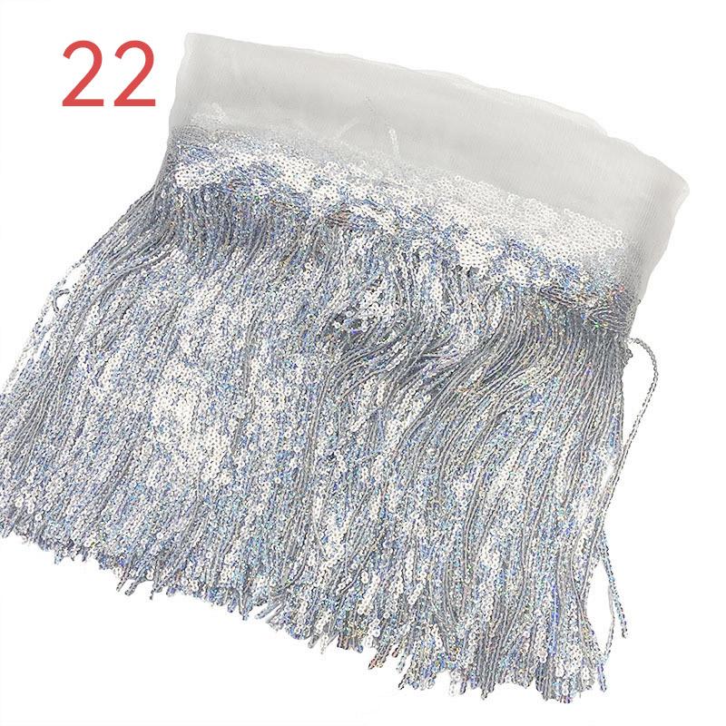 10 Yard 20cm Colorful Sequins Tassel Lace Fabric Fringe Trim Ribbon Latin Dance Performance Dresses Decor Diy Sewing Accessories