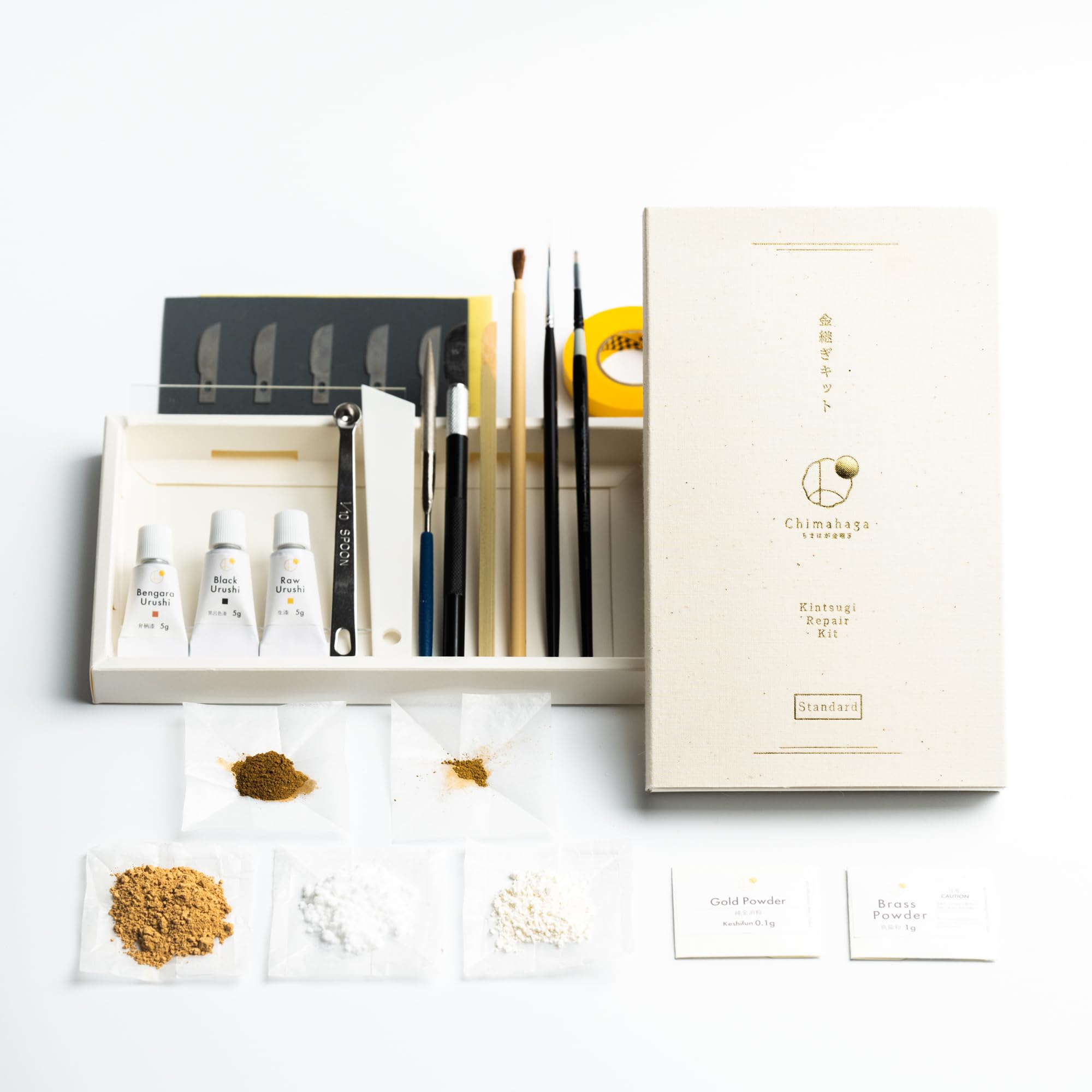 

[Chimahaga] Beginner s Kintsugi Set - Standard - Made with genuine lacquer and pure gold powder. Can also be used to repair tableware. Includes easy-t