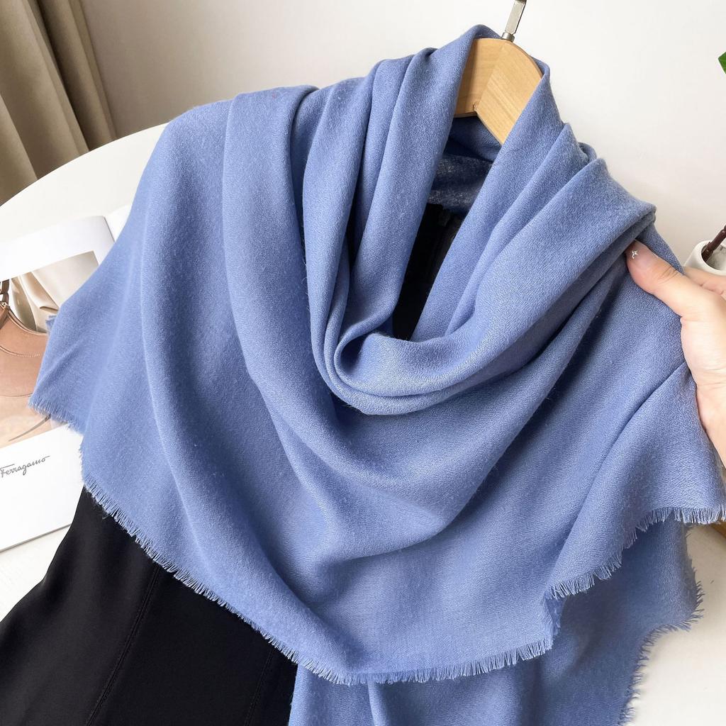 Spring new high-end imitation cotton and linen 130cm large square scarf monochrome silk scarf shawl women's scarf