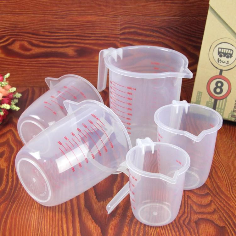 Transparent Double-Scale Plastic Measuring Cup with Handle for Baking and Milk Tea Shops