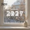 New Year 2027 Party Decor 4PCS Christmas Static Window Clings, Nordic Snow Town Decoration for Store Snowflake Stickers, Reusable Glass Decals