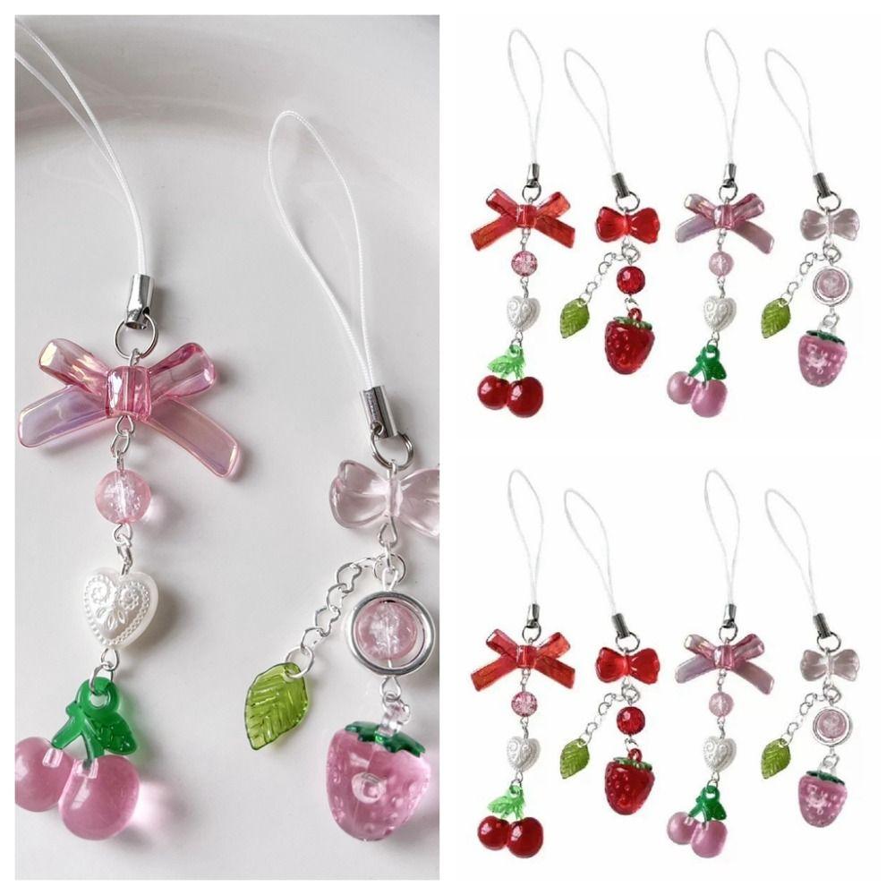 Aesthetic Red Cherry Goblin Chain Spice Girl Style Strawberry Goblin Chain Charm   Girl Gift