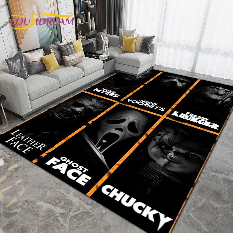 

Килимок із серії персонажів фільмів жахів, килимок для вітальні, спальні, прикраса на Хелловін, обличчя привида тощо. Нековзкий килимок 230x160cm