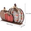 Thanksgiving Halloween Wooden Pumpkin Decoration, Table Block Autumn Plaid Wood Stand Fall Tiered Tray Decoration