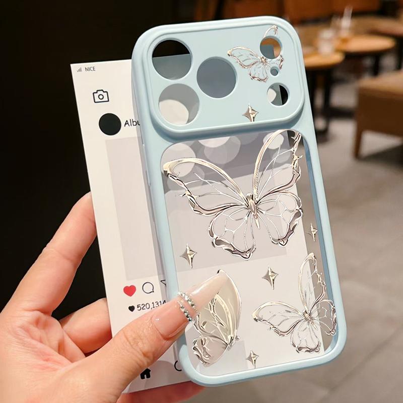 Butterfly Print Case For iPhone 17 Pro Max For iPhone 16 15 14 13 Pro Max Luxury Hybrid TPU+PC Clear Back Hard Cover
