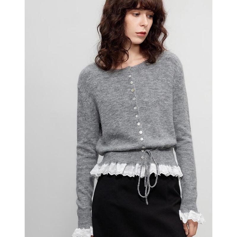 Demana Women's Wool Blend Lace Detail Knit Cardigan