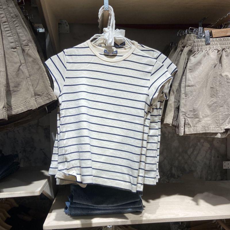 

BM Полоски Сочетание Цветов Официальный Сайт Повседневная Элегантная Футболка с Коротким Рукавом Stripes All yards