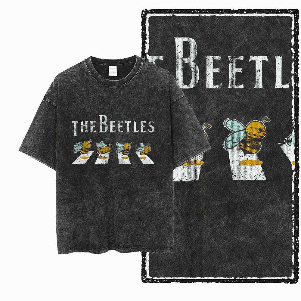 DE BEES Printed Acid Washed Cotton Exclusive Graphic Unisex T Shirt Cool Vintage Streetwear Men Tshirts Big Size Tee for men