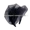 White Organza Evening Half Hat Headband with Wide Edge for High Skull Top Hairstyle