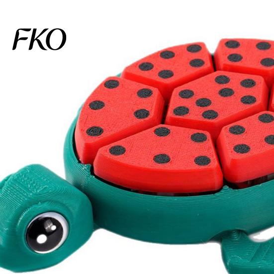 Verstellbare Pose Figur 3D-gedruckte Wassermelonen-Schildkröte Fidget Toy mit beweglichen Gelenken, Drückbare Schalenknöpfe Stress Einzigartiges Entlastungsspielzeug, Kreatives Tier