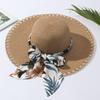 Fashion Bow Big Brim Straw Hat Women's Summer Sunshade Straw Hat Vacation with Sun Hat Dome Foldable