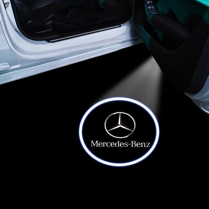 1/2Pcs LED Welcome Light Car Door Projector Lamps Car Accessories Stickers For Mercedes Benz AMG W204 W213 W205 W211 W212 W176