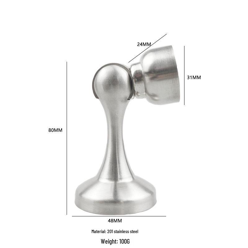 

Silent Anti-Collision Stainless Steel Magnetic Door Stopper - No-Drill, Strong Suction for Bedroom and Household Use