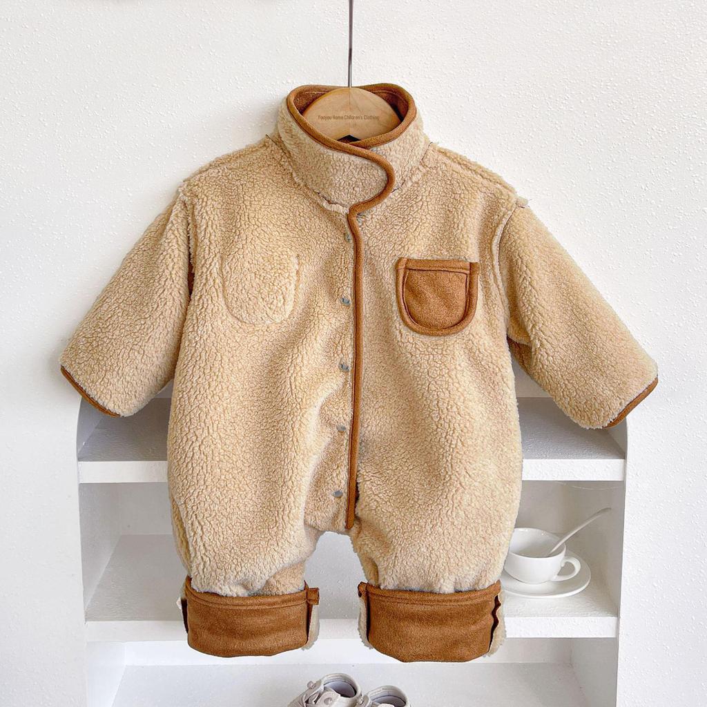 Reversible Velvet Baby Jumpsuit for Autumn and Winter - Warm and Thickened Design