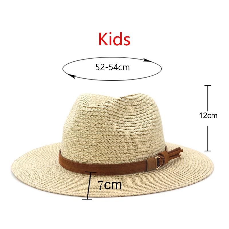 Kleine 52-54cm Kinderhüte Für Jungen Mädchen Sommer Sonnenschutz Strandstrohhüte Outdoor Urlaub Panama Jazzhut Sombreros De Mujer 52-54CM kids size beige