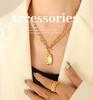 Gold Plated Titanium Steel Double Layer Irregular Pendant Necklace - European & American Hip Hop Style Clavicle Chain