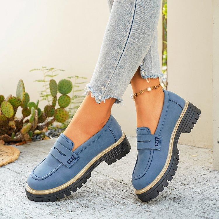 Casual large size shallow mouth round head square heel women's shoes autumn new comfortable soft sole single shoes