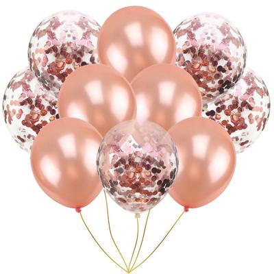 Globo inflable de 12 pulgadas para cumpleaños, boda, rosa y dorado, 10, 15 y 38 unidades, para decoración de fiestas infantiles