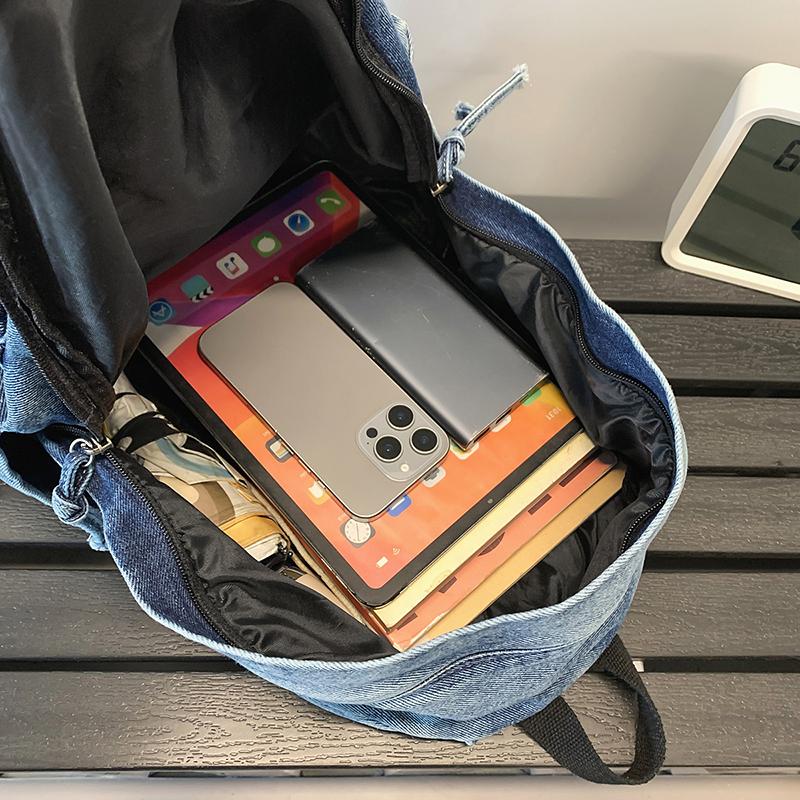 College Style Couple Student Schoolbag Denim Lightweight Backpack