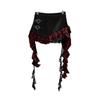 French irregular ruffle edge skirt plaid splicing leather skirt love buckle personalized retro Spice Girl short skirt women's autumn