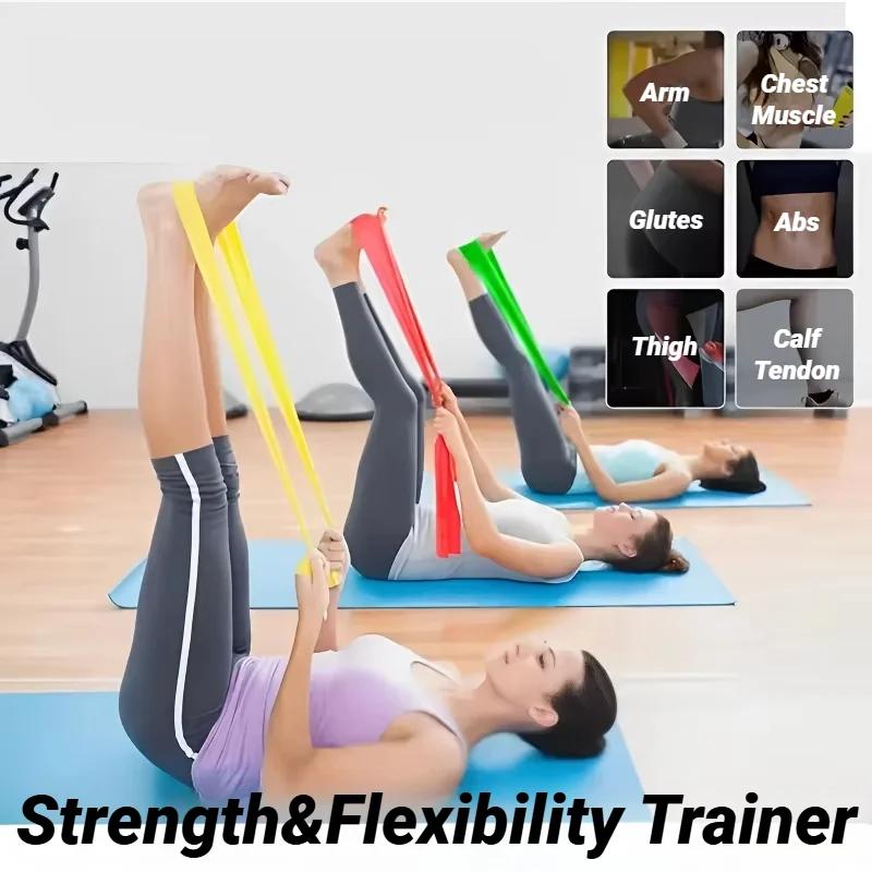 Yoga Pilates Portable Resistance Band Long Training Stretch Bands For Physical Therapy Lower Body Home Strength Elastic Exercise