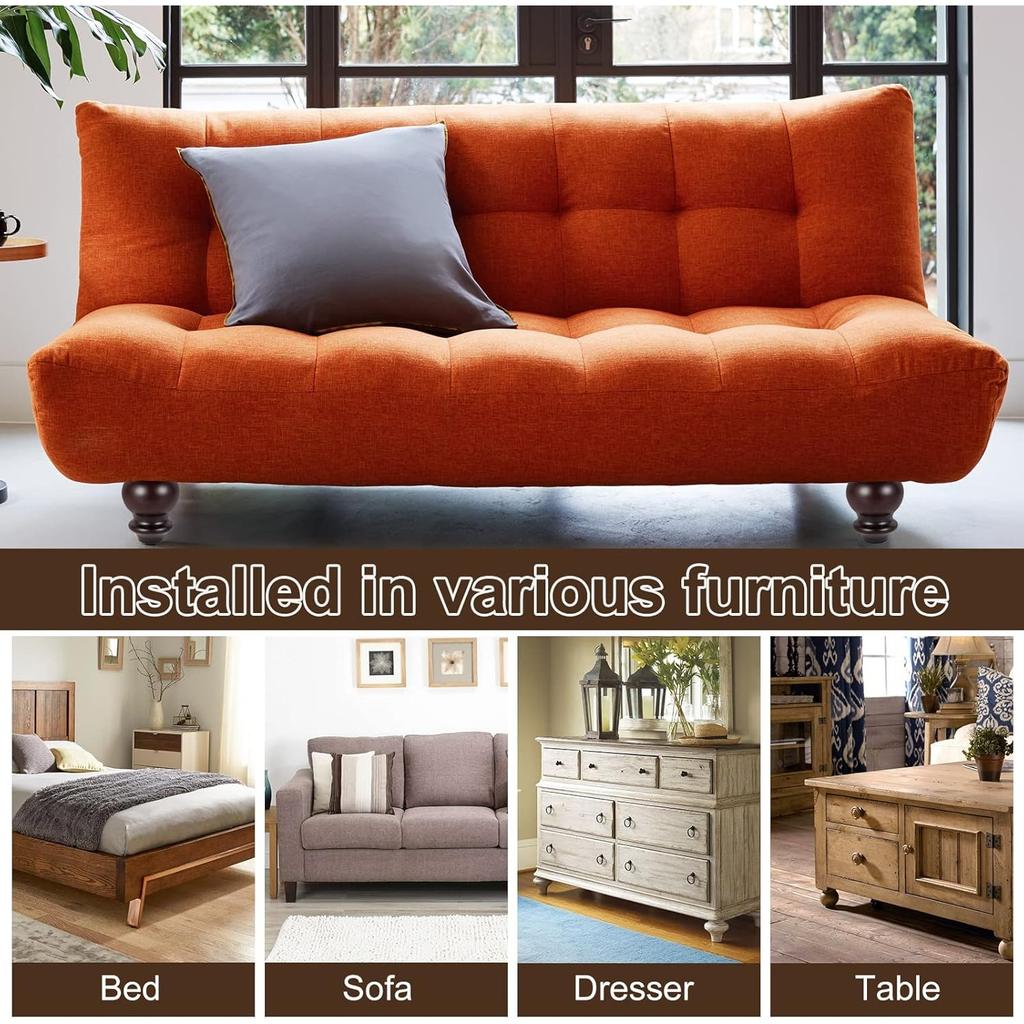 4 Piezas Patas de Muebles Forma de Calabaza Patas de Madera para Muebles H10cm Patas de Sofá Nogal Retro con Perno de 5/16''/M8 Pre-perforado y Placa de Montaje y Tornillos para Mesa