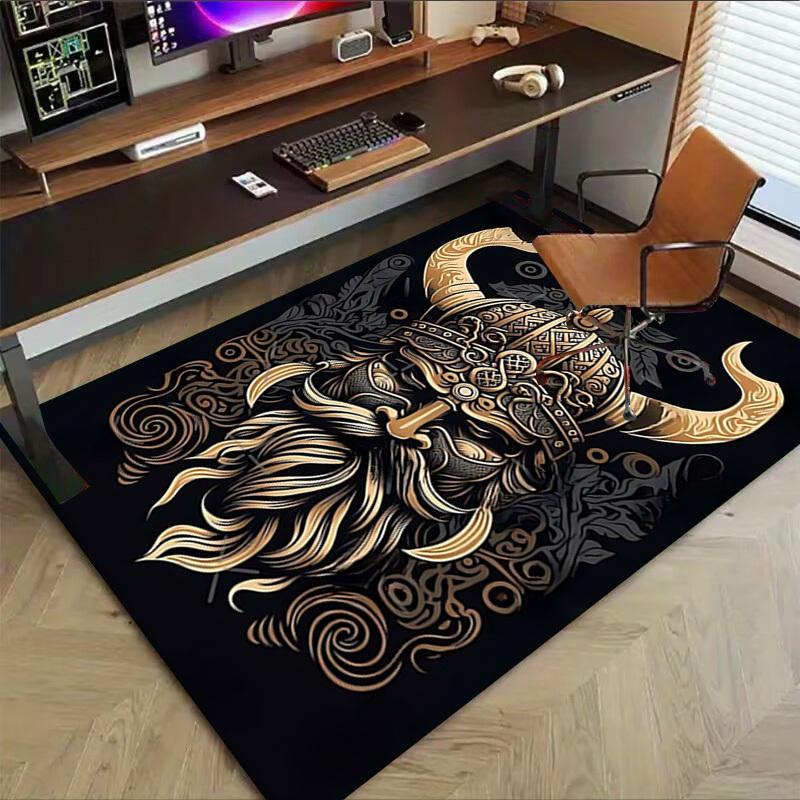 1pc Viking Helmet Carpet Anti Slip Polyester Floor Mat for office,Bedroom