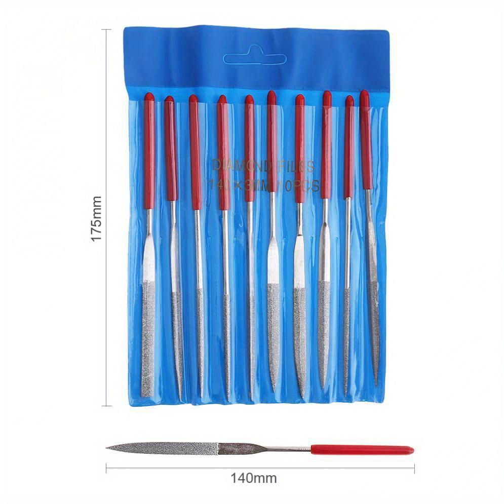 10pcs/set Diamond Files Guitar Crowning Luthier Files Metal Edge Polish Tool for Musical Instruments DIY Parts Accessories 140x3MM