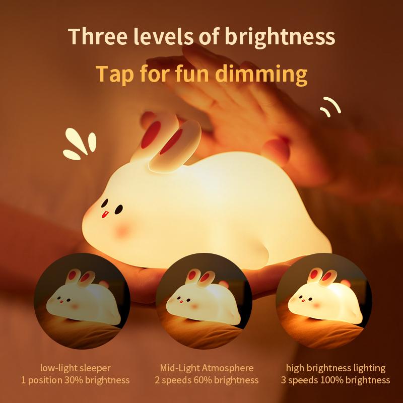 Cute Rabbit Silicone Lamp Children's Bedside Eye-protection Desk Lamp Bedroom Night Light As A Children's Gift Birthday Present
